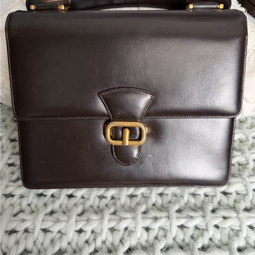 Classic Dark Brown Leather Women's Briefcase